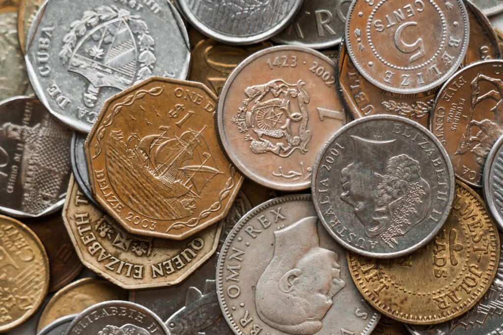 pile of assorted coins
